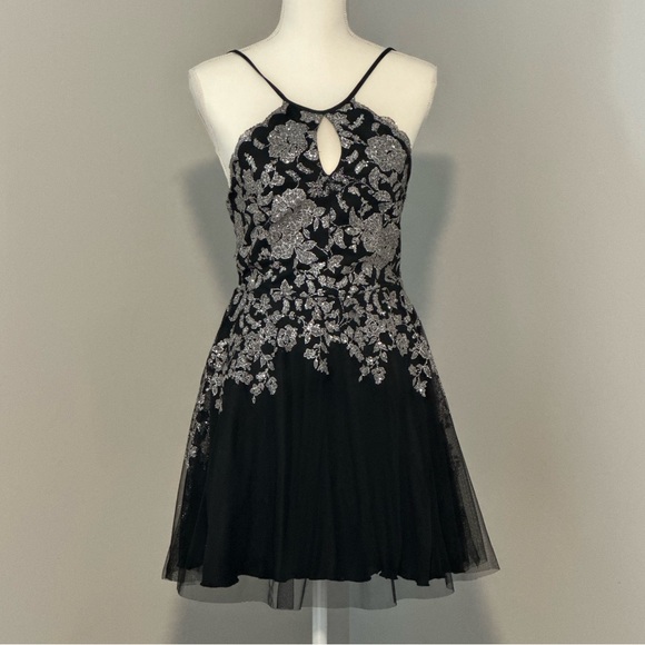 Vintage black embellished mini dress - Picture 1 of 7